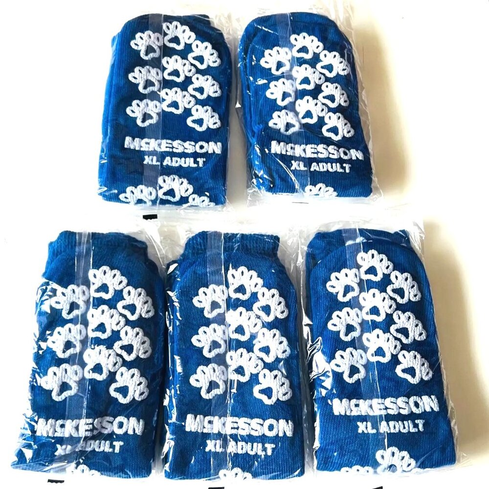 5 Pairs McKesson Terries Slipper Socks X-Large Royal Blue Above the Ankle